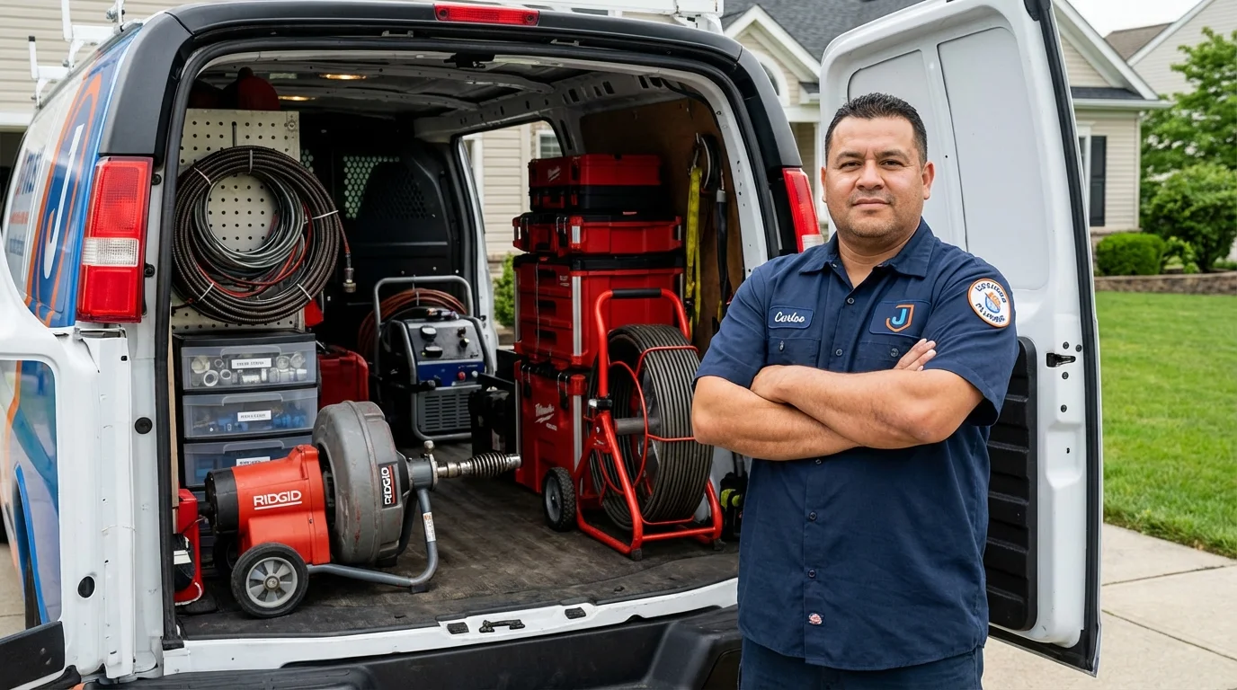 Professional drain cleaning equipment and Johns Plumbing LLC plumber in Lorenzo