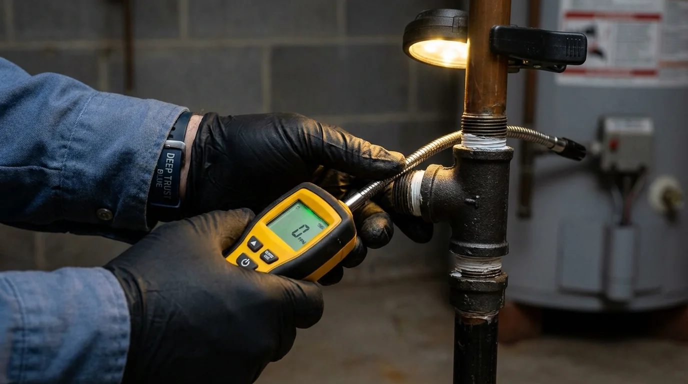 Gas leak detection with electronic sniffer by Johns Plumbing LLC in Lorenzo